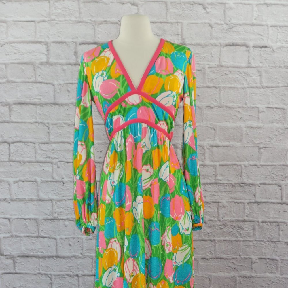 Vintage 70s Floral Tulip Maxi Dress - Picture 5 of 9